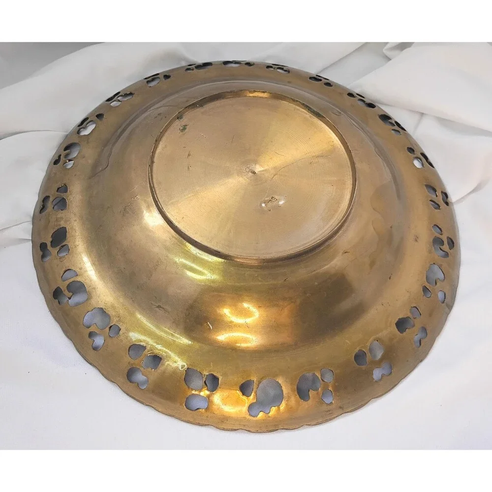 Vintage Brass Relief Plate from Korea